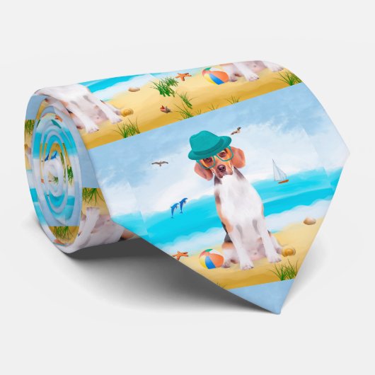 Beagle Dog on Beach Krawatte (Gerollt)