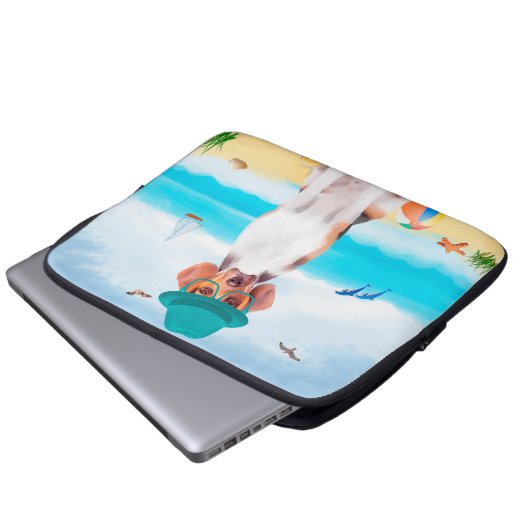 Beagle Dog on Beach Laptopschutzhülle (Vorne Knopf)
