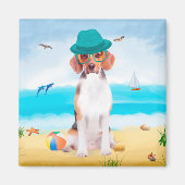 Beagle Dog on Beach Magnet (Vorne)