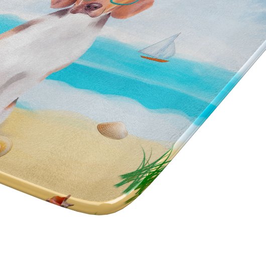 Beagle Dog on Beach Schneidebrett (Ecke)