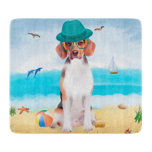 Beagle Dog on Beach Schneidebrett (Vorderseite)