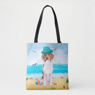 Beagle Dog on Beach Tasche