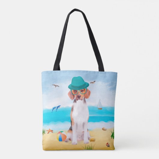 Beagle Dog on Beach Tasche (Rückseite)