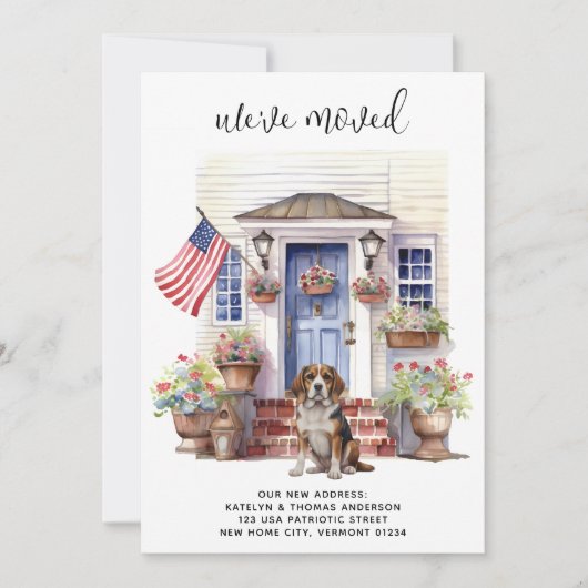 Beagle Dog Patriotische Personalisierte Heimtiere Ankündigung (Vorderseite)