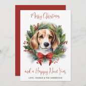 Beagle Dog Personalisiert Wreath Frohe Weihnachten (Vorne/Hinten)