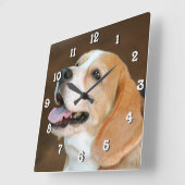 Beagle Dog Quadratische Wanduhr (Winkel)