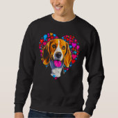 Beagle Dog Red Heart Sweatshirt (Vorderseite)