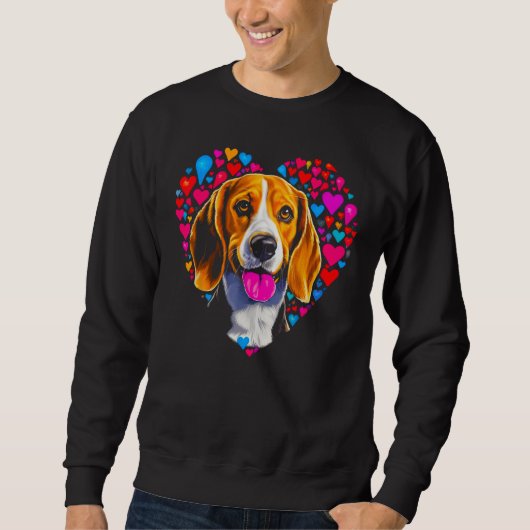 Beagle Dog Red Heart Sweatshirt (Vorderseite)