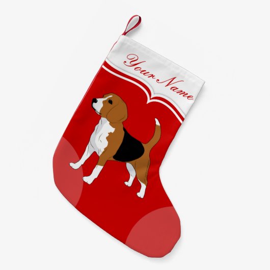 Beagle Dog Red Solid Personalisiert Kleiner Weihnachtsstrumpf (Vorderansicht (hängend))