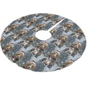 Beagle Dog Riding Motorrad Weihnachten Polyester Weihnachtsbaumdecke (Schrägansicht)