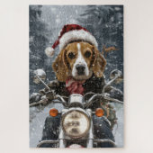 Beagle Dog Riding Motorrad Weihnachten Puzzle (Vertikal)