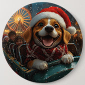 Beagle Dog Roller Untersetzer Weihnachten Button (Vorderseite)