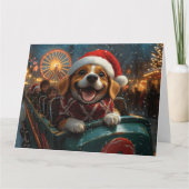 Beagle Dog Roller Untersetzer Weihnachten Karte (Vorderseite)