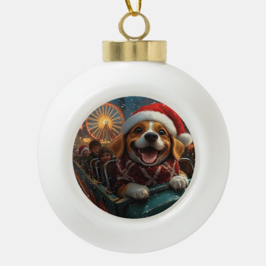 Beagle Dog Roller Untersetzer Weihnachten Keramik Kugel-Ornament (Vorderseite)