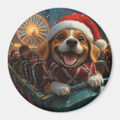 Beagle Dog Roller Untersetzer Weihnachten Magnet (Vorne)