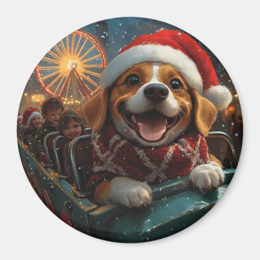 Beagle Dog Roller Untersetzer Weihnachten Magnet (Vorne)