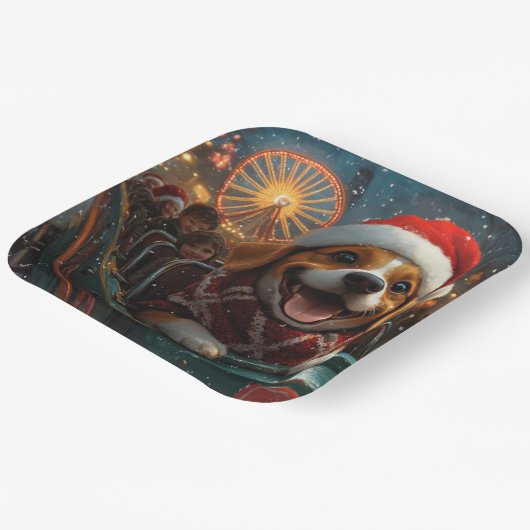 Beagle Dog Roller Untersetzer Weihnachten Pappteller (Gewinkelt)