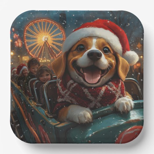 Beagle Dog Roller Untersetzer Weihnachten Pappteller (Vorderseite)