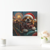 Beagle Dog Roller Untersetzer Weihnachten Quadratische Wanduhr (Zuhause)