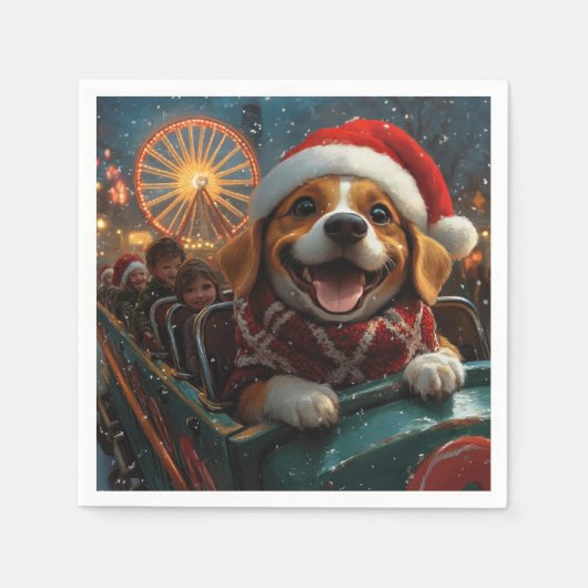 Beagle Dog Roller Untersetzer Weihnachten Serviette (Vorderseite)