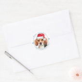Beagle Dog Santa Personalisiert Frohe Weihnachten Runder Aufkleber (Umschlag)