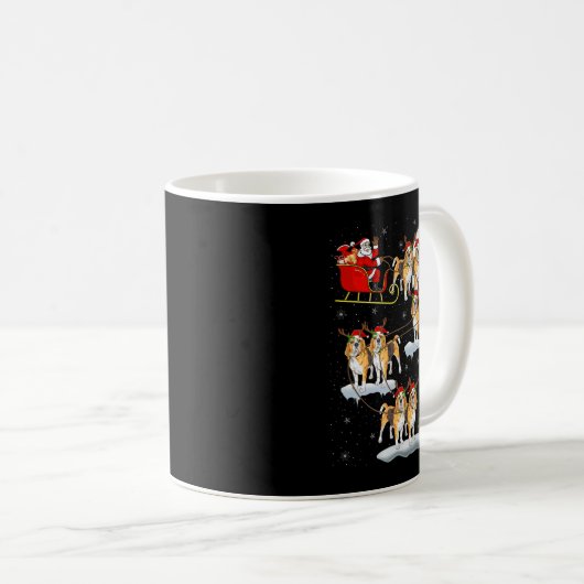 Beagle Dog Santa Sleigh Flying Funny Magical Chris Kaffeetasse (VorderseiteRechts)