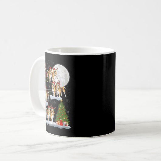 Beagle Dog Santa Sleigh Flying Funny Magical Chris Kaffeetasse (Vorderseite Links)