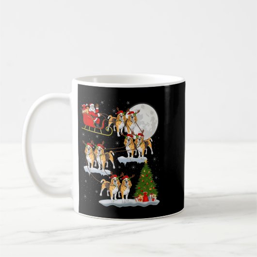 Beagle Dog Santa Sleigh Flying Funny Magical Chris Kaffeetasse (Links)