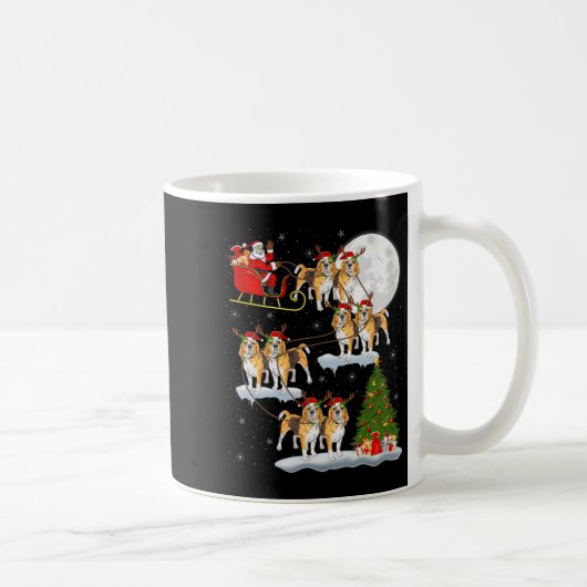 Beagle Dog Santa Sleigh Flying Funny Magical Chris Kaffeetasse (Rechts)
