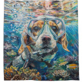 Beagle Dog Scuba Diving Underwater Duschvorhang (Vorderseite)