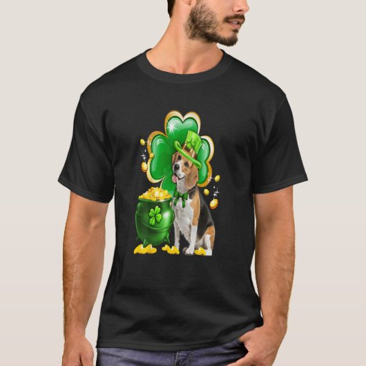 Beagle Dog Shamrock St Patrick's Day Celebration T-Shirt (Vorderseite)