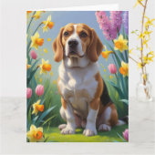Beagle Dog Spring Blumen Malerei Karte (Gelbe Blume)