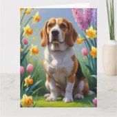 Beagle Dog Spring Blumen Malerei Karte (Vorderseite)