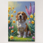 Beagle Dog Spring Blumen Malerei Puzzle (Vertikal)