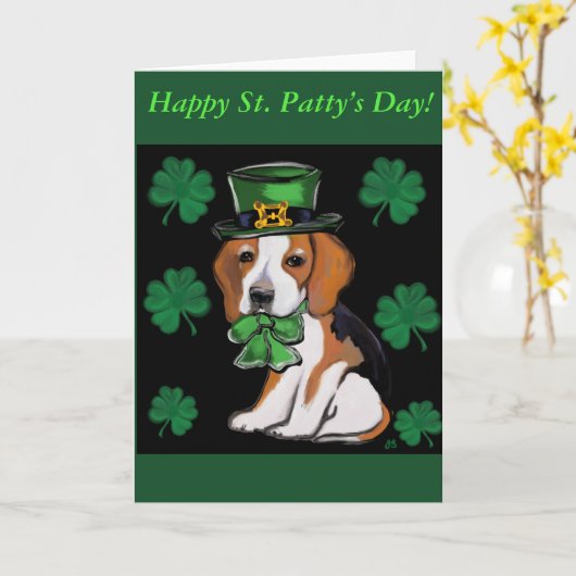 Beagle Dog St. Patty Karte (Gelbe Blume)