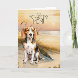 Beagle Dog Sunset Beach Muttertag Feiertagskarte