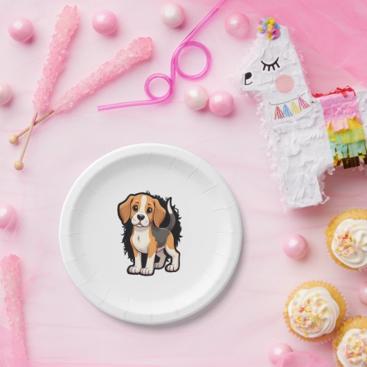 Beagle Dog T Shirt Pappteller (Party)