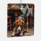 Beagle Dog Tracking Gingerbread Christmas Fun Art Keramikornament (Rechts)