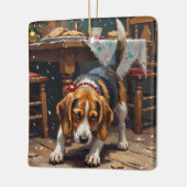 Beagle Dog Tracking Gingerbread Christmas Fun Art Keramikornament (Links)