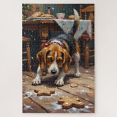 Beagle Dog Tracking Gingerbread Christmas Fun Art Puzzle (Vertikal)