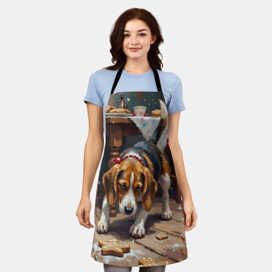 Beagle Dog Tracking Gingerbread Christmas Fun Art Schürze (Getragen)