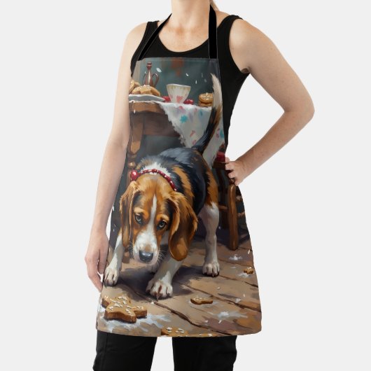 Beagle Dog Tracking Gingerbread Christmas Fun Art Schürze (InSitu)