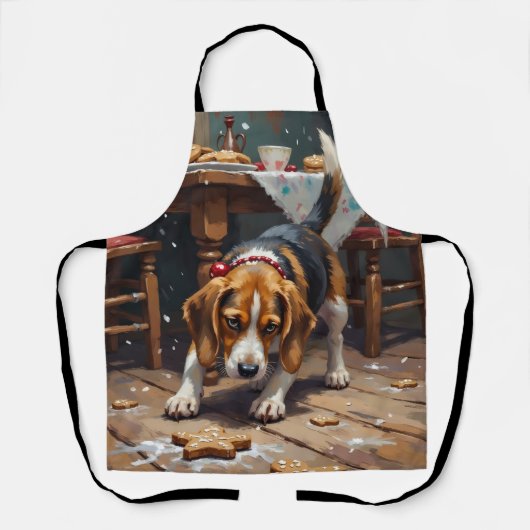 Beagle Dog Tracking Gingerbread Christmas Fun Art Schürze (Vorderseite)