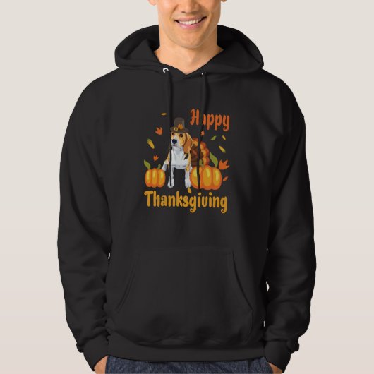 Beagle Dog Turkey Pilgrim Costume Happy Thanksgivi Hoodie (Vorderseite)