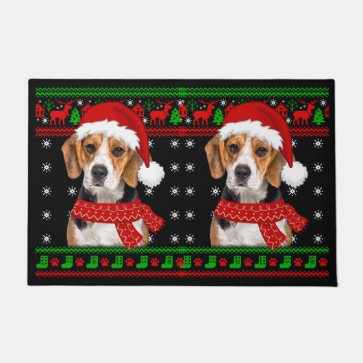 Beagle Dog Ugly Sweater Christmas Welpe Hund Lover Fußmatte (Vorderseite)