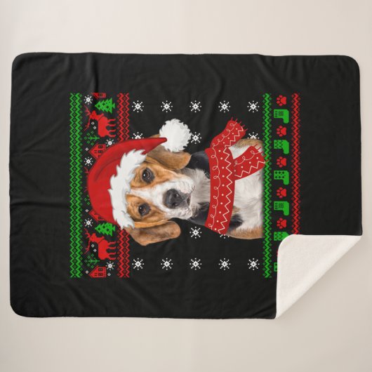 Beagle Dog Ugly Sweater Christmas Welpe Hund Lover Sherpadecke (Vorderseite (Horizontal))