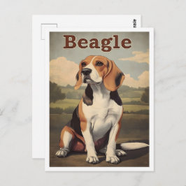 Beagle Dog Vintage Art Postkarte