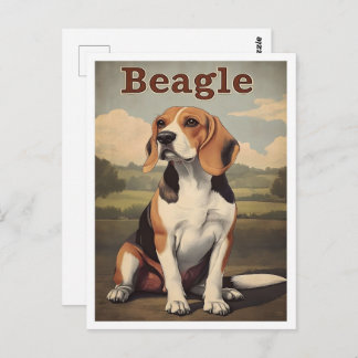 Beagle Dog Vintage Art Postkarte