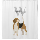 Beagle Dog Watercolor Monogram Name Duschvorhang (Vorderseite)