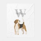 Beagle Dog Watercolor Monogram Name  Fleecedecke (Vorderseite)